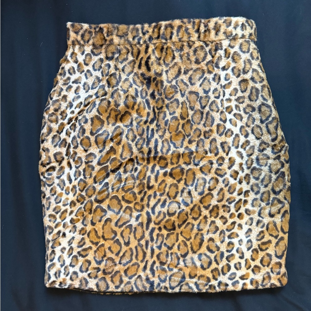Vintage 90s Todd Oldham Times Seven Fuzzy Leopard Print Mini Skirt